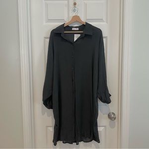 NWT Oak + Fort Black Oversized Shirt Dress